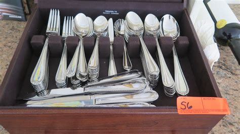 reed and barton stainless steel flatware storage box leather top|reed and barton arlington newton.